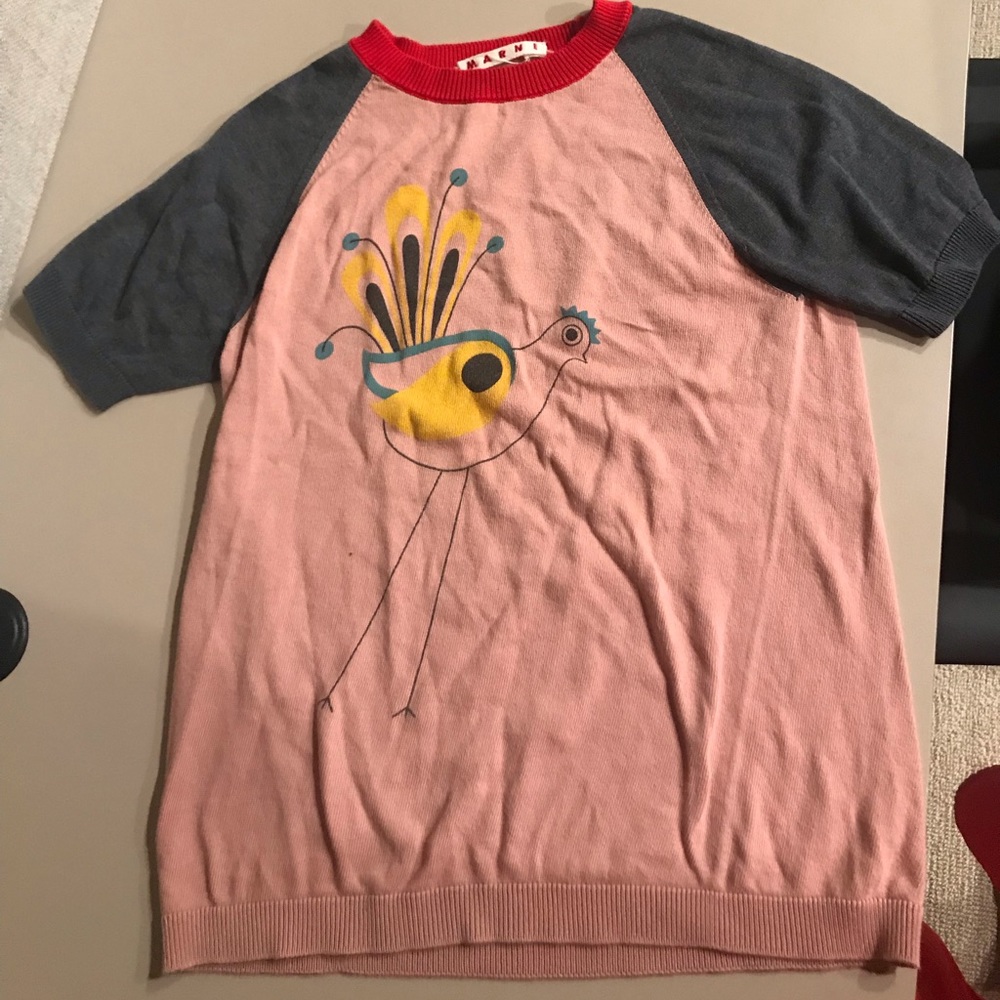 Marni kids top, pink with gray sleeves, size 8